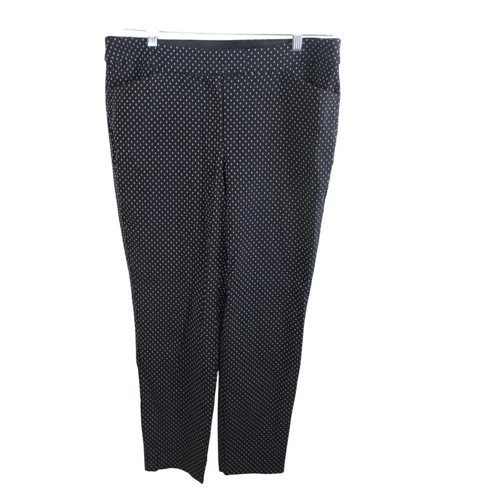 Lane Bryant Black‎ Petite Dot Pull On Stretch Pants Size 14